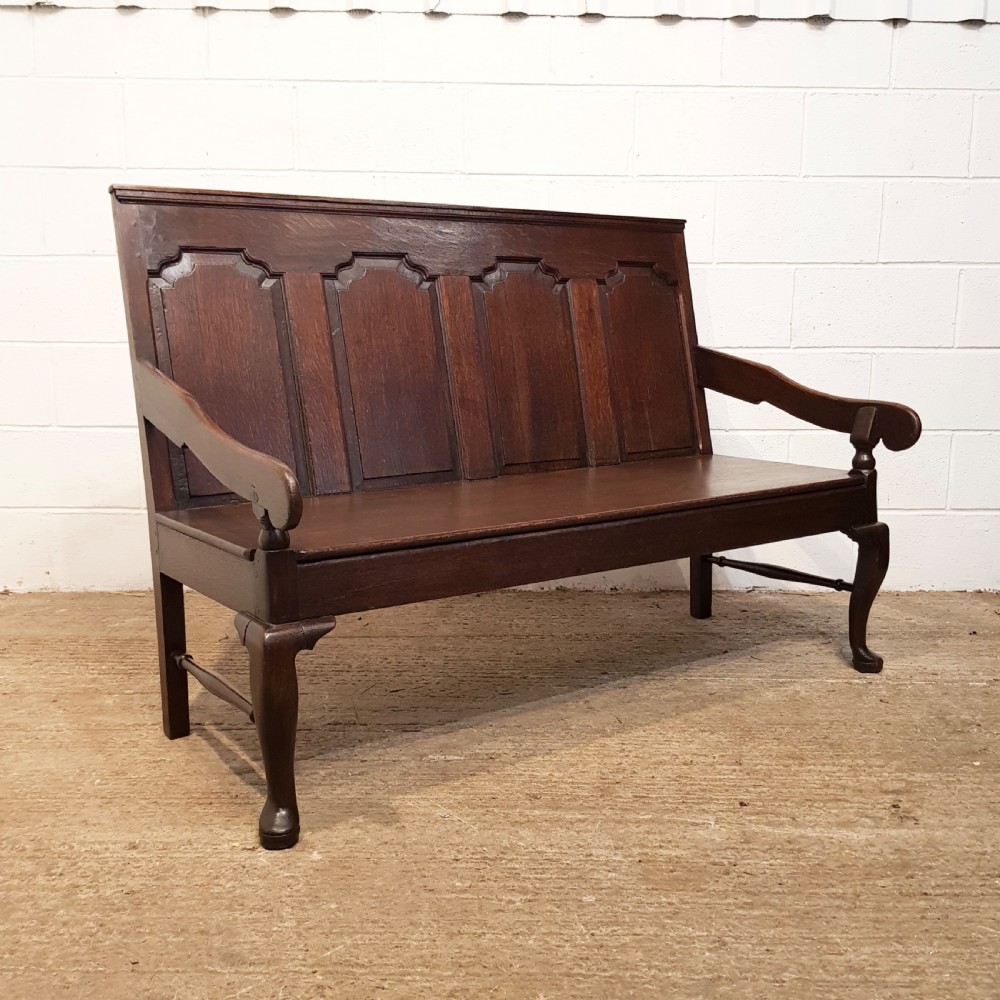 ANTIQUE 18TH CENTURY JOINED OAK SETTLE C1780 View III