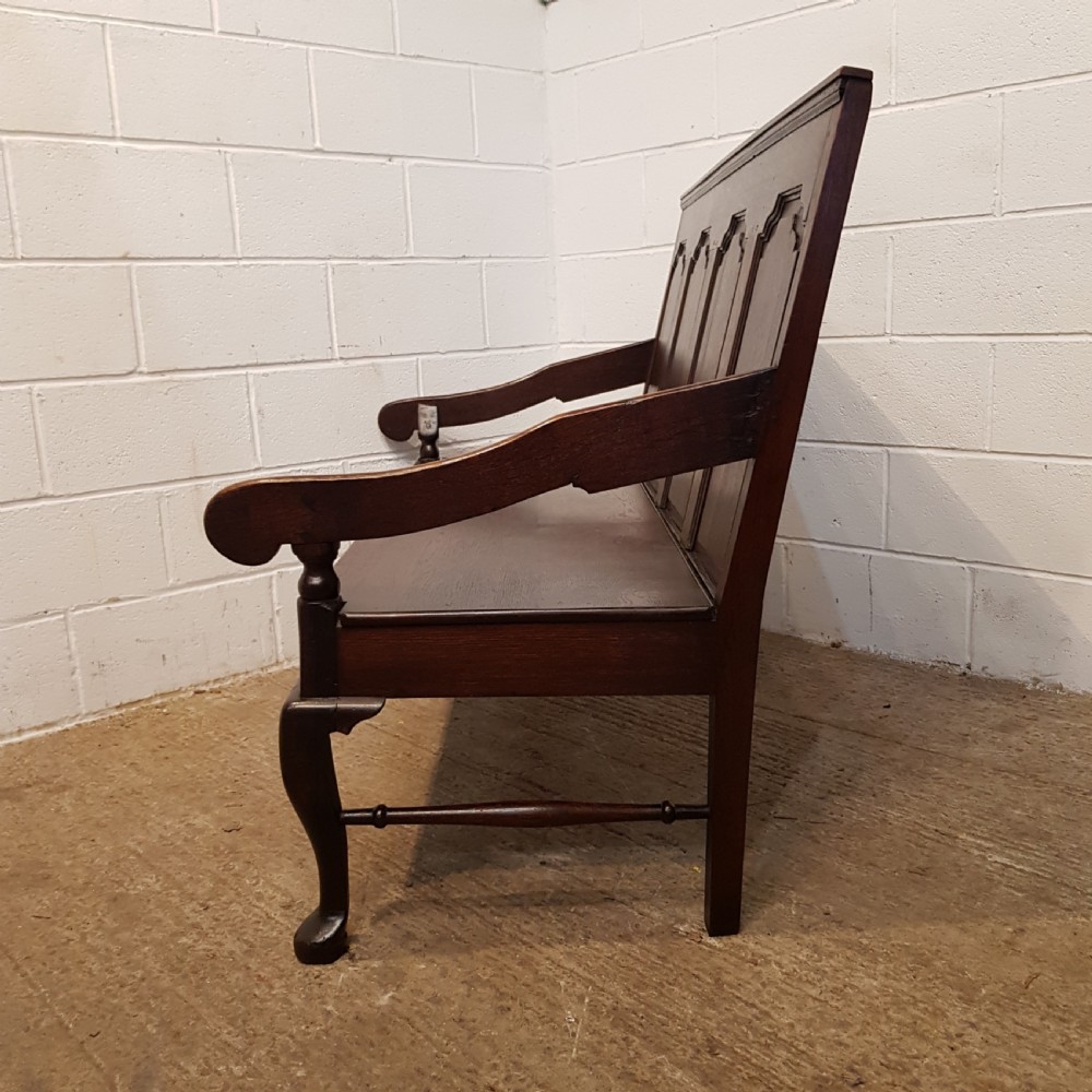 ANTIQUE 18TH CENTURY JOINED OAK SETTLE C1780 View V