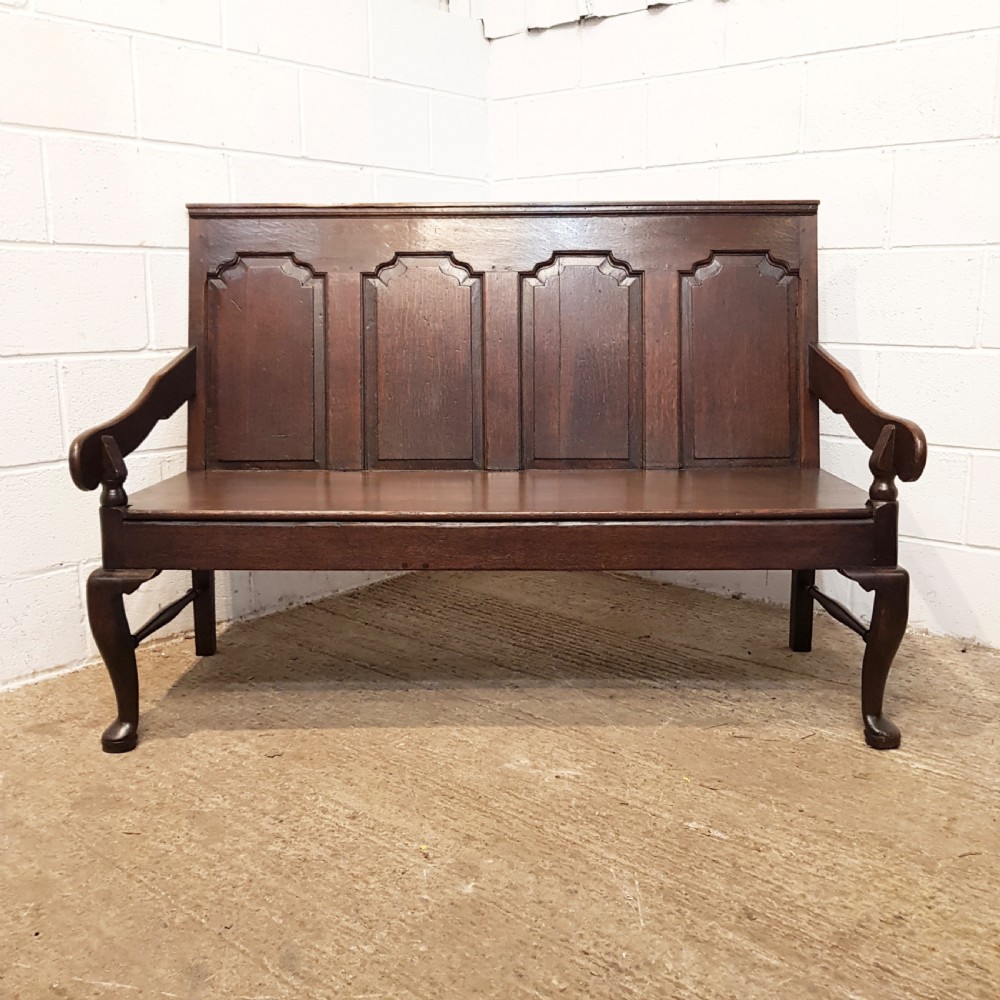 ANTIQUE 18TH CENTURY JOINED OAK SETTLE C1780 View IX