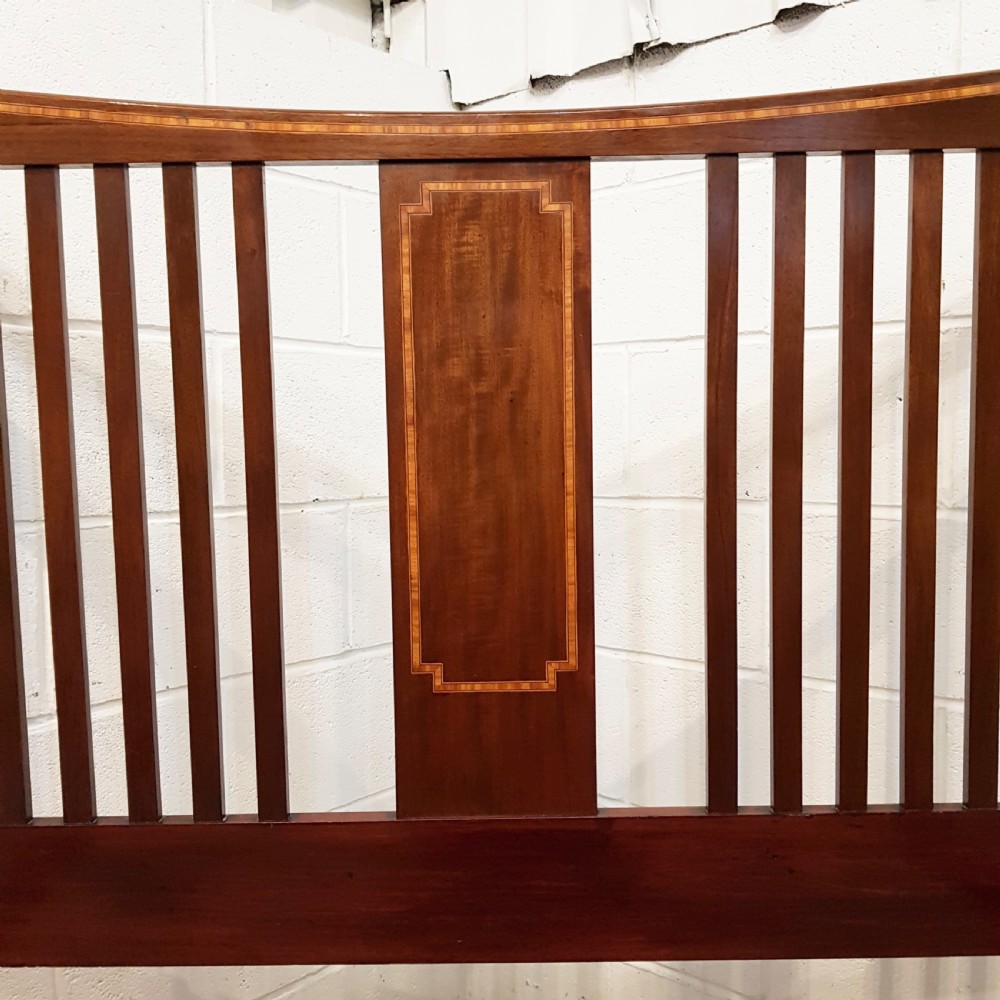 ANTIQUE EDWARDIAN INLAID MAHOGANY DOUBLE BED C1900 View V