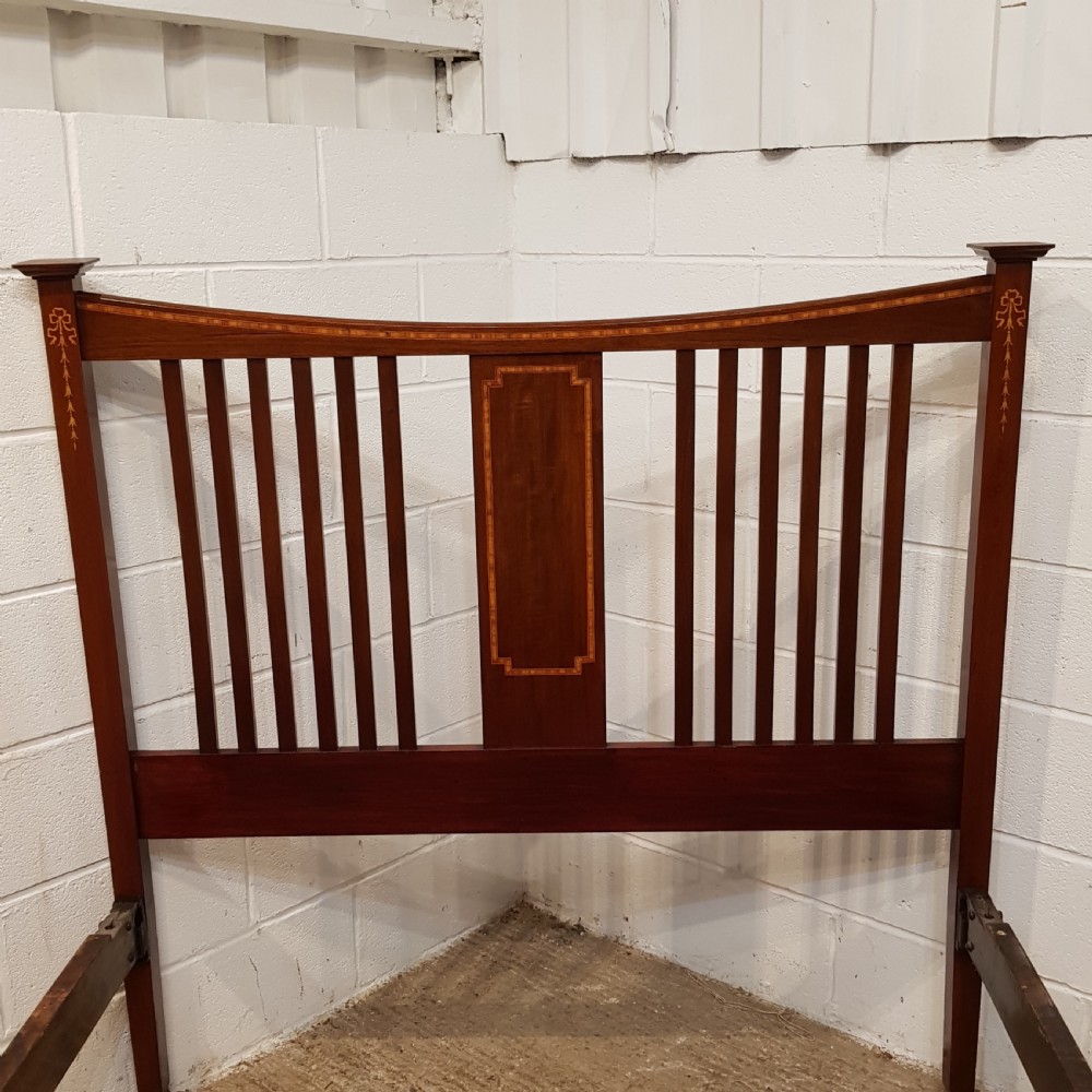 ANTIQUE EDWARDIAN INLAID MAHOGANY DOUBLE BED C1900 View VI