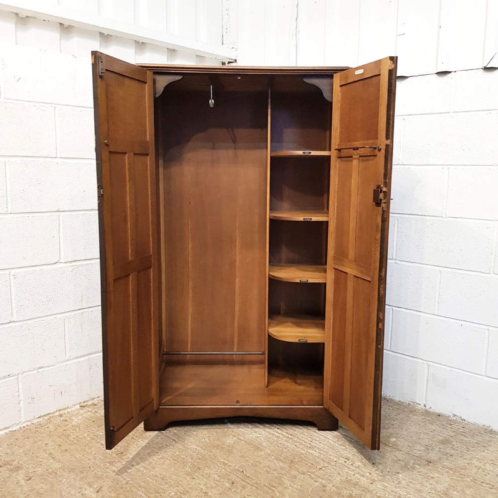 ANTIQUE CARVED OAK SMALL FITTED WARDROBE 61” HIGH C1920 View VI