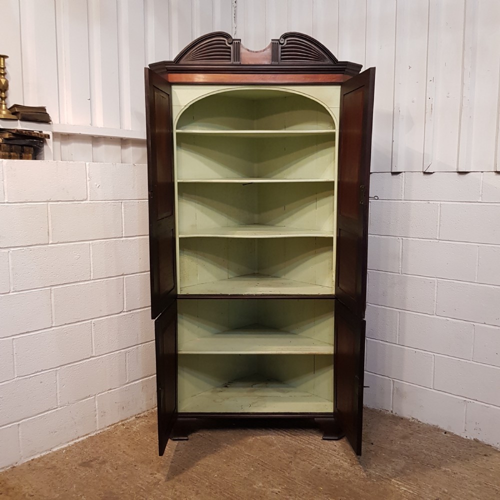 ANTIQUE REGENCY FLAMED MAHOGANY FULL HEIGHT CORNER CUPBOARD C1820 View III