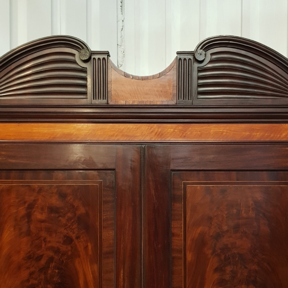 ANTIQUE REGENCY FLAMED MAHOGANY FULL HEIGHT CORNER CUPBOARD C1820 View VI