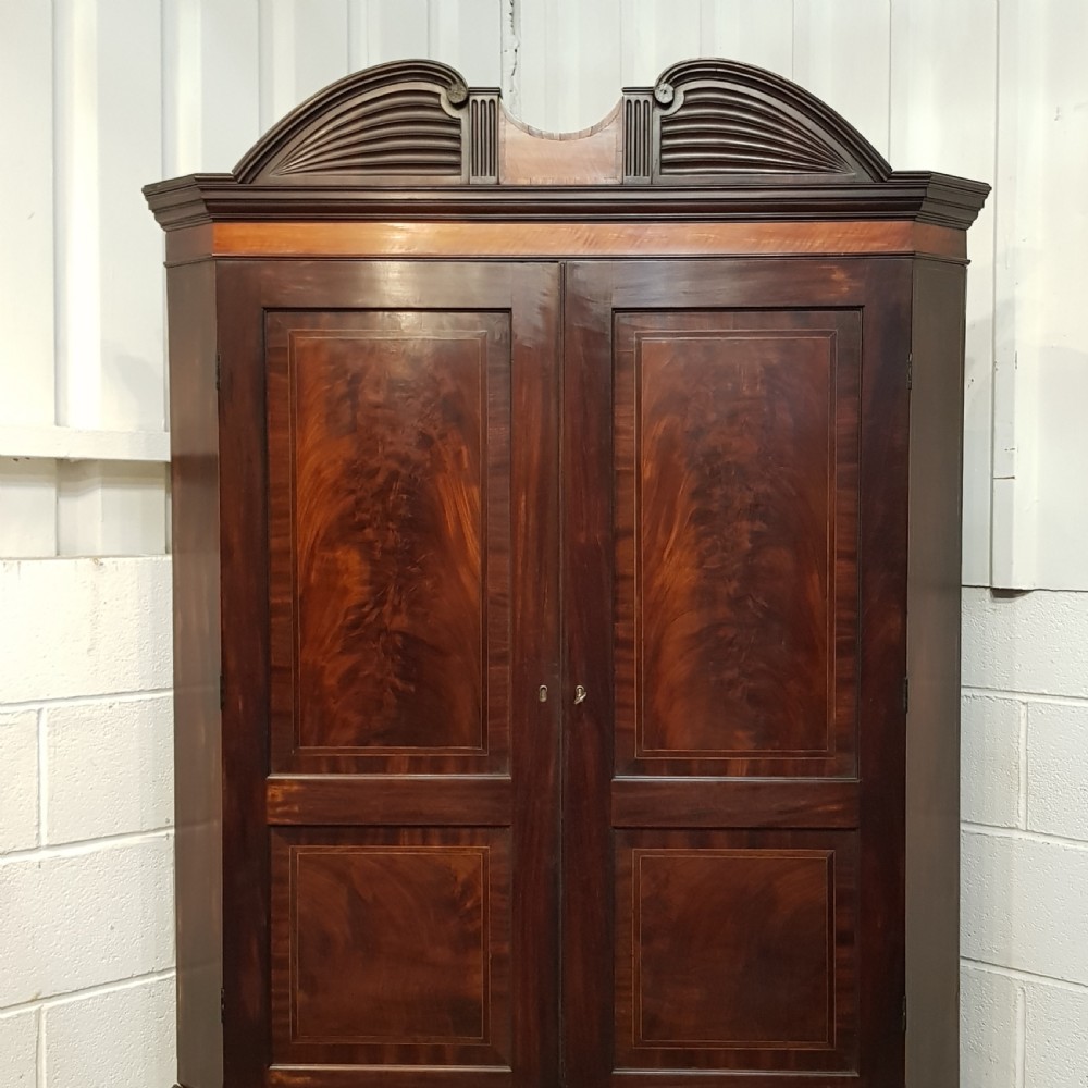 ANTIQUE REGENCY FLAMED MAHOGANY FULL HEIGHT CORNER CUPBOARD C1820 View VII