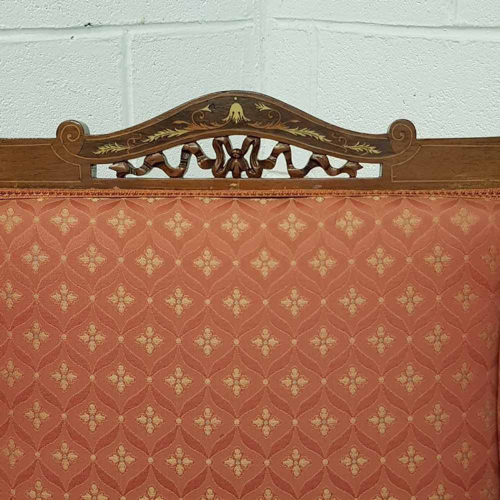 ANTIQUE PAIR VICTORIAN  INLAID WALNUT FRAMED ARMCHAIRS C1880 View IV