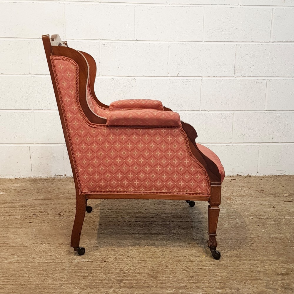 ANTIQUE PAIR VICTORIAN  INLAID WALNUT FRAMED ARMCHAIRS C1880 View V