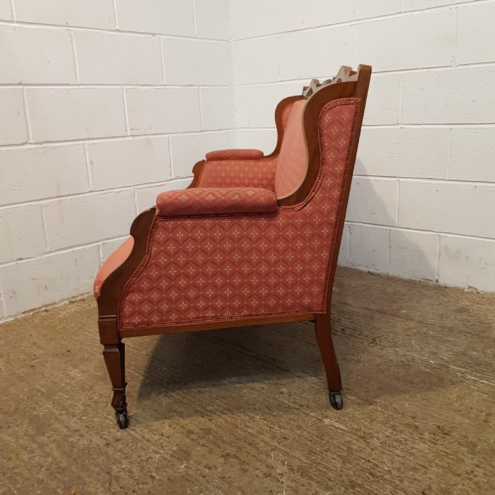 ANTIQUE PAIR VICTORIAN  INLAID WALNUT FRAMED ARMCHAIRS C1880 View IX
