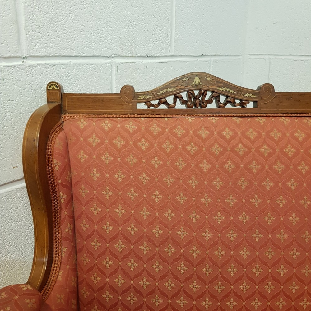ANTIQUE VICTORIAN INLAID WALNUT SHOW FRAME SOFA C1880 View V