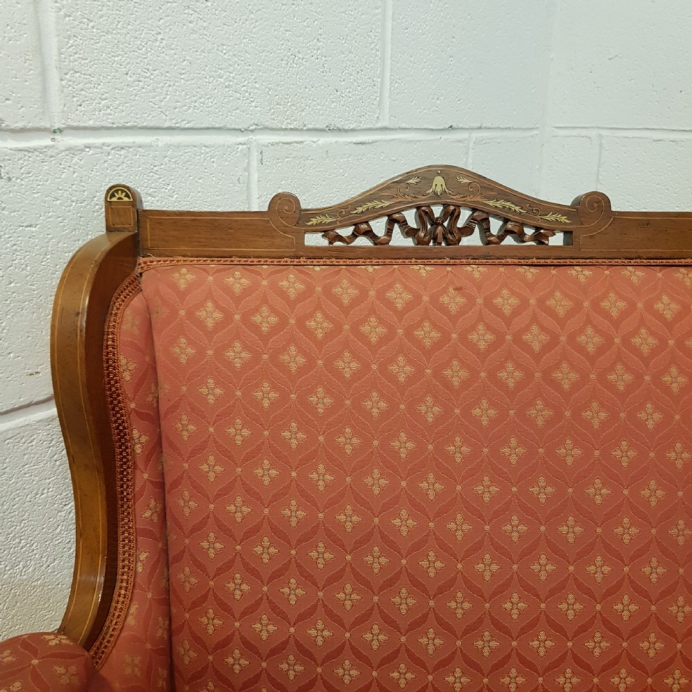 ANTIQUE VICTORIAN INLAID WALNUT SHOW FRAME SOFA C1880 View VI