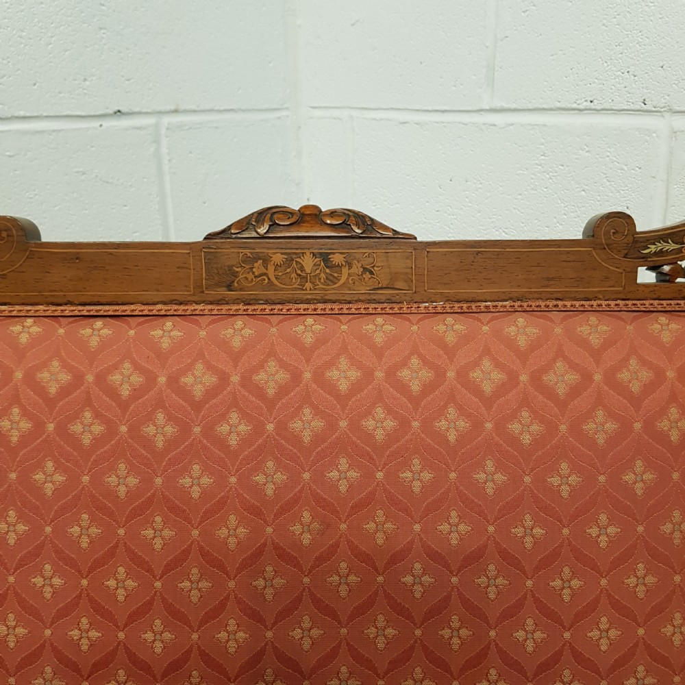 ANTIQUE VICTORIAN INLAID WALNUT SHOW FRAME SOFA C1880 View VIII