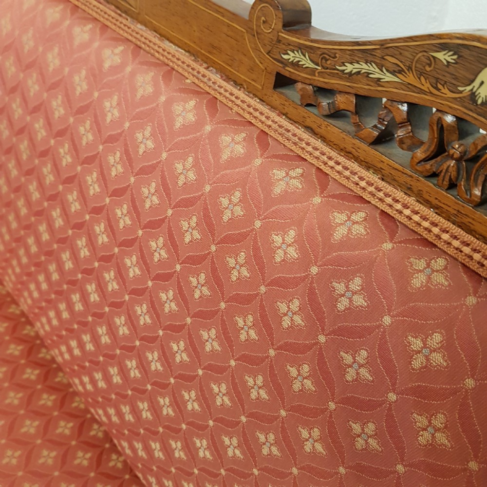 ANTIQUE VICTORIAN INLAID WALNUT SHOW FRAME SOFA C1880 View IX