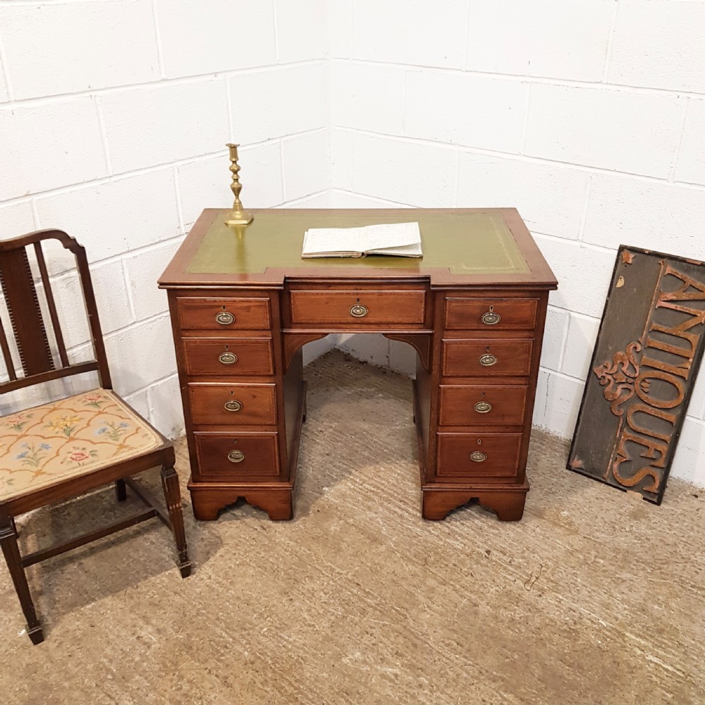 ANTIQUE VICTORIAN MAHOGANY BREAKFRONT TWIN PEDESTAL DESK BY DRUCE & Co. C1880