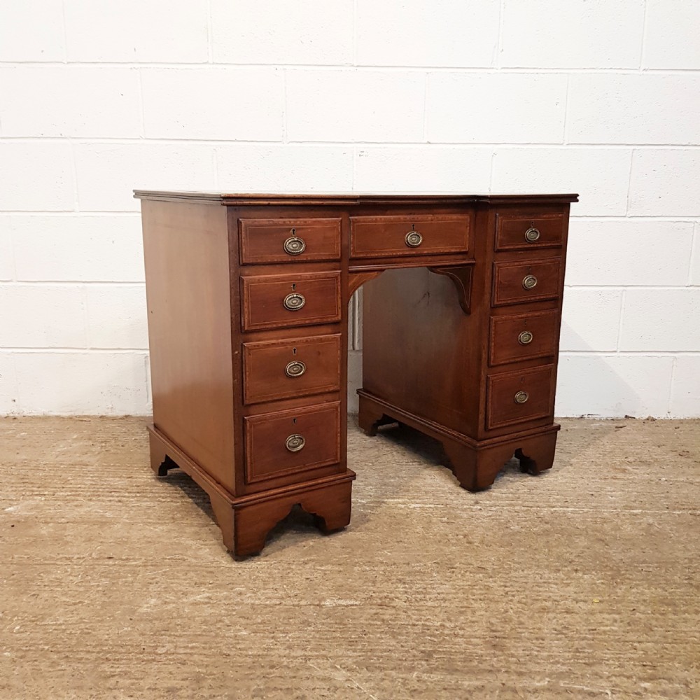 ANTIQUE VICTORIAN MAHOGANY BREAKFRONT TWIN PEDESTAL DESK BY DRUCE & Co. C1880 View V