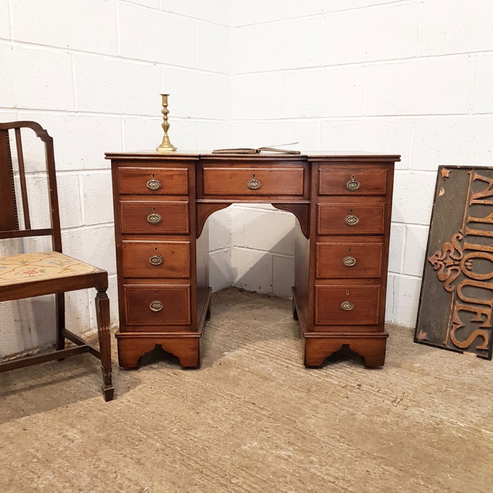 ANTIQUE VICTORIAN MAHOGANY BREAKFRONT TWIN PEDESTAL DESK BY DRUCE & Co. C1880 View X