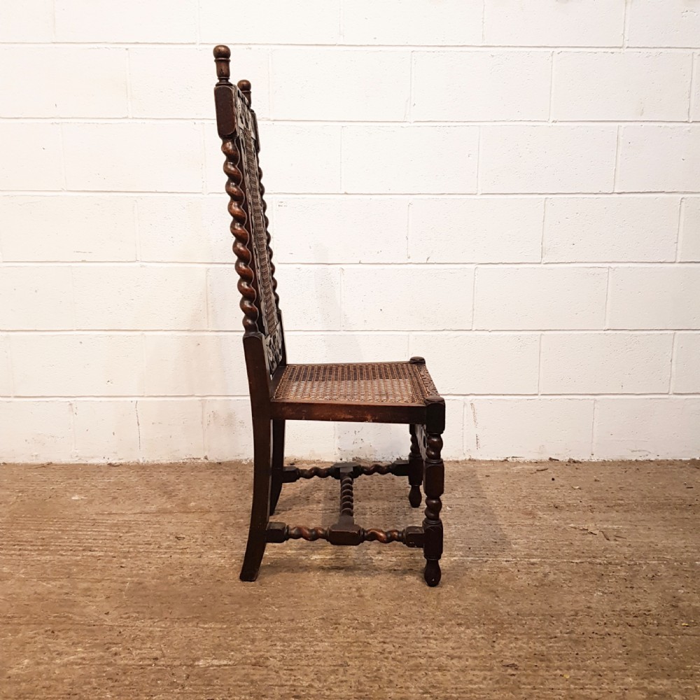 ANTIQUE SET FOUR VICTORIAN CAROLEAN CARVED OAK HIGH BACK DINING  HAIRS C1880 View V