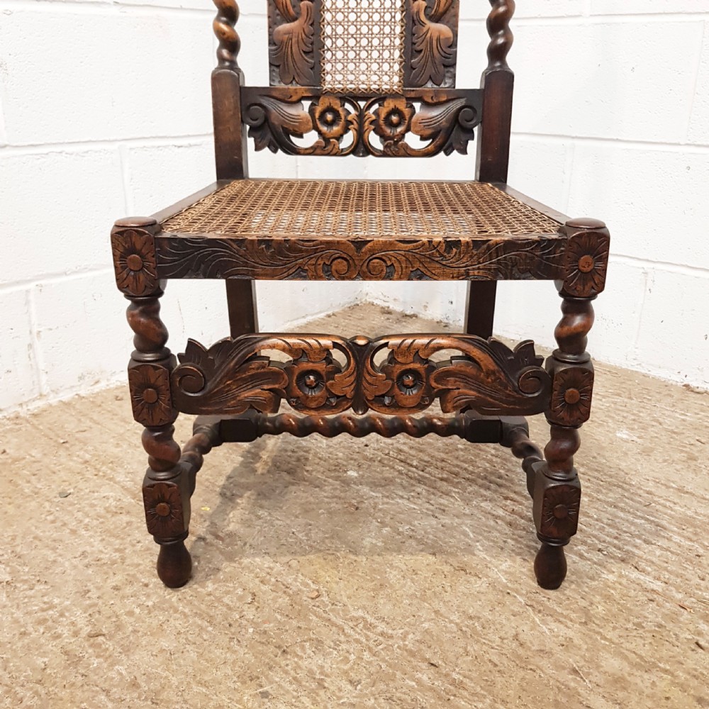 ANTIQUE SET FOUR VICTORIAN CAROLEAN CARVED OAK HIGH BACK DINING  HAIRS C1880 View X