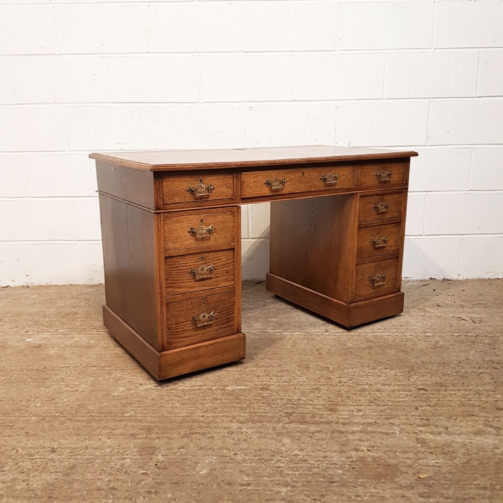 ANTIQUE VICTORIAN OAK TWIN PEDESTAL DESK C1880 View IV