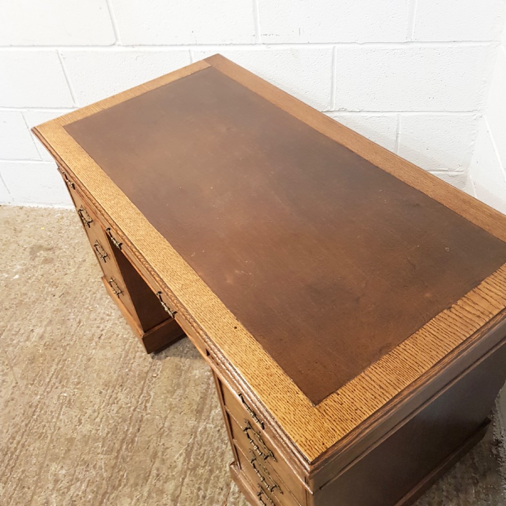 ANTIQUE VICTORIAN OAK TWIN PEDESTAL DESK C1880 View VI