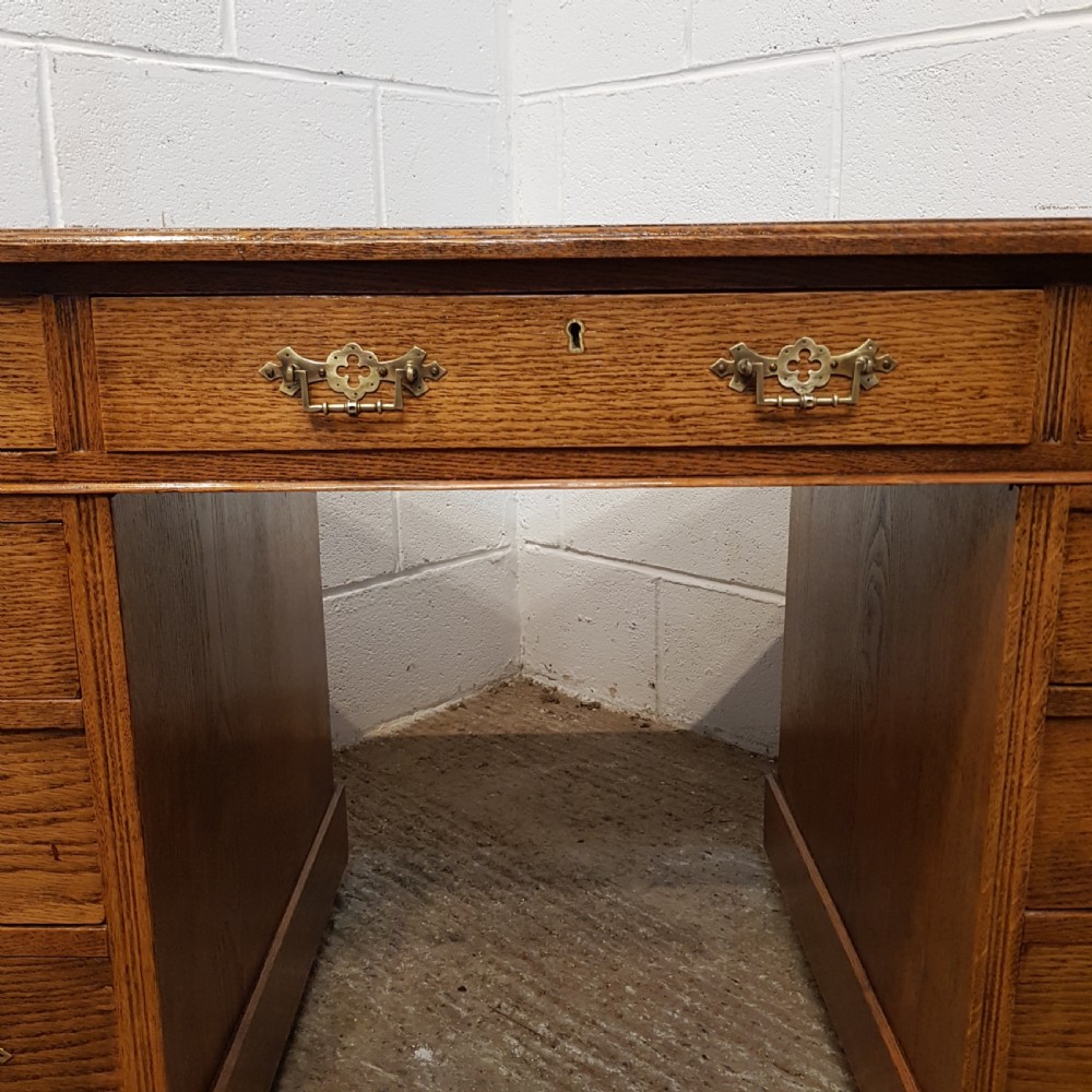ANTIQUE VICTORIAN OAK TWIN PEDESTAL DESK C1880 View VII