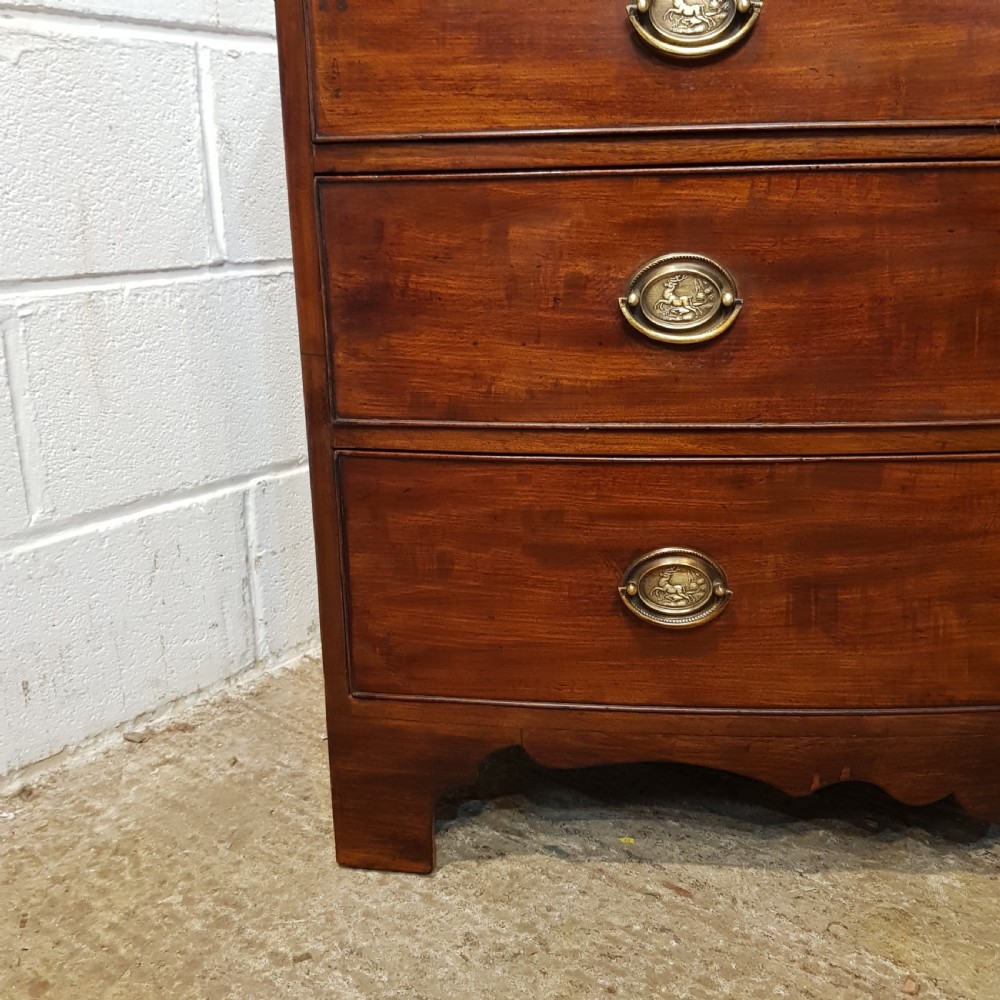 ANTIQUE REGENCY MAHOGANY BOW FRONT CHEST OF DRAWERS C1820 View III
