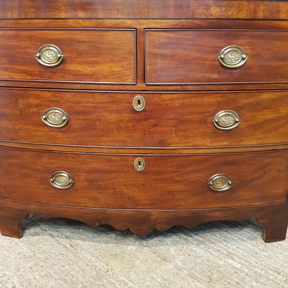 ANTIQUE REGENCY MAHOGANY BOW FRONT CHEST OF DRAWERS C1820 View IV