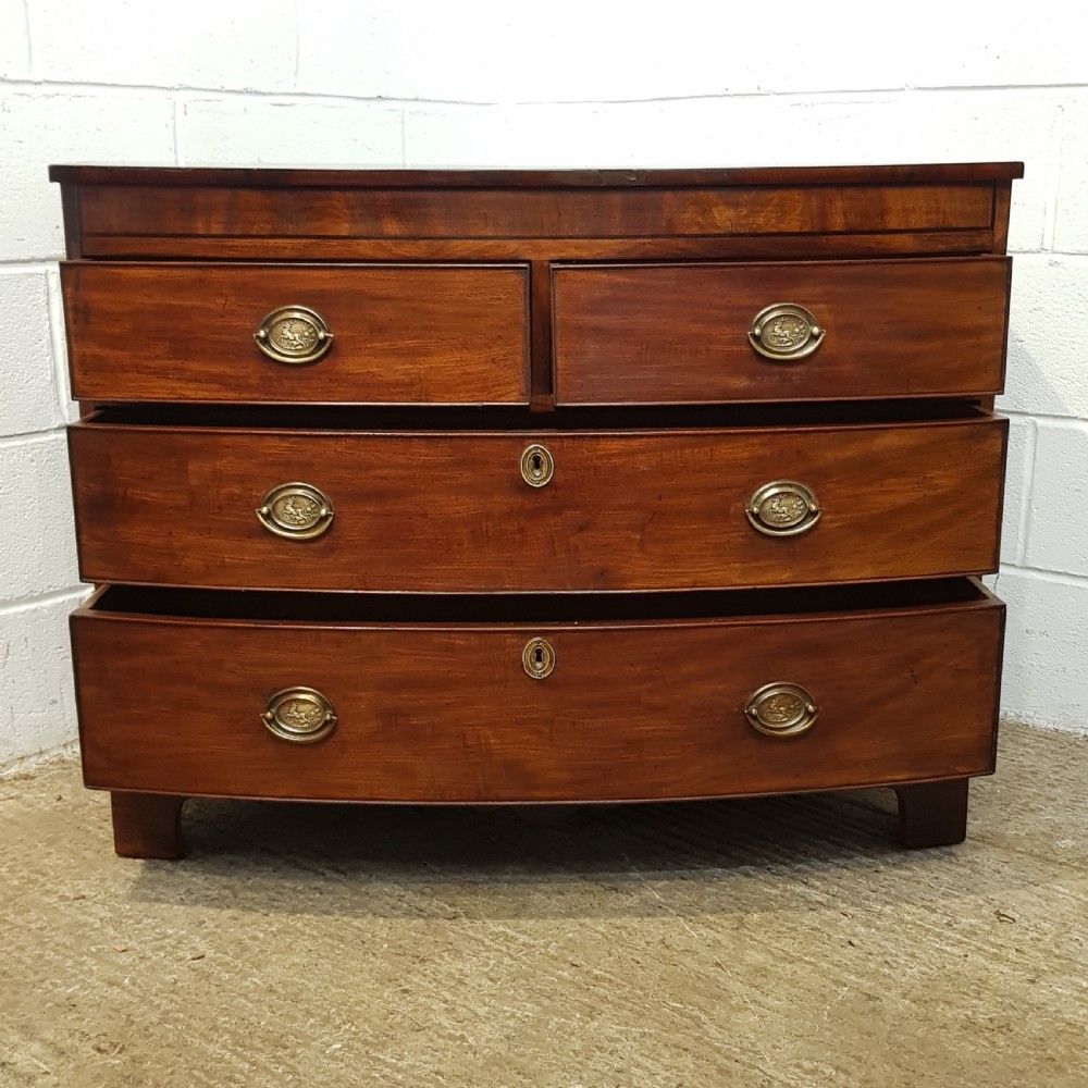 ANTIQUE REGENCY MAHOGANY BOW FRONT CHEST OF DRAWERS C1820 View V