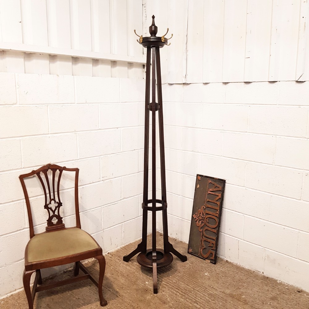 ANTIQUE EDWARDIAN MAHOGANY COAT AND STICK STAND C1900