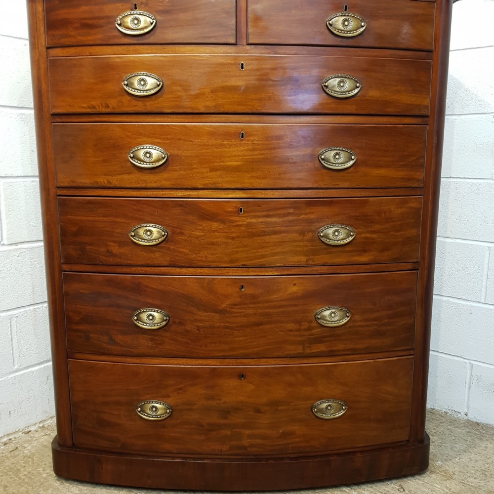 ANTIQUE VICTORIAN MAHOGANY SIX HEIGHT BOW FRONT CHEST OF DRAWERS C1880 View VII