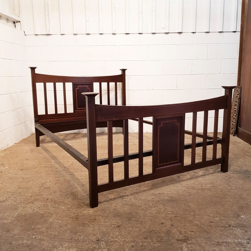 ANTIQUE EDWARDIAN INLAID MAHOGANY DOUBLE BED C1900 View II