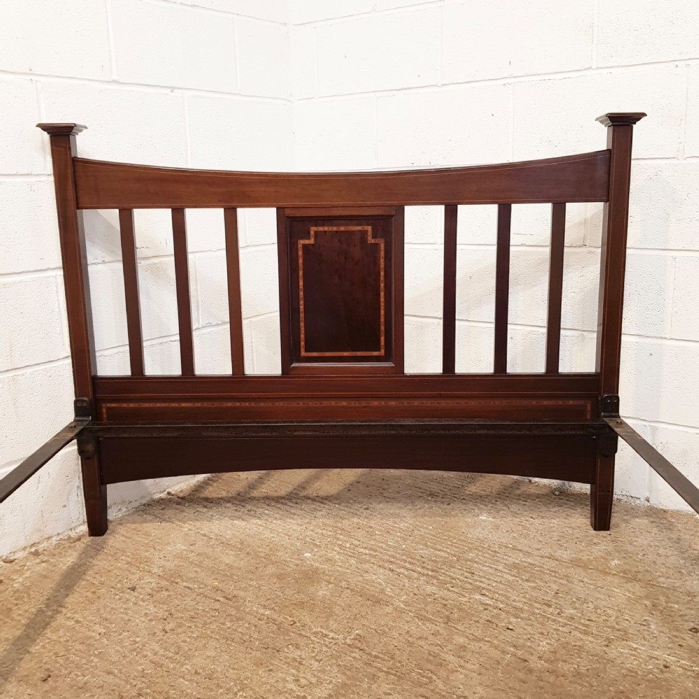 ANTIQUE EDWARDIAN INLAID MAHOGANY DOUBLE BED C1900 View III