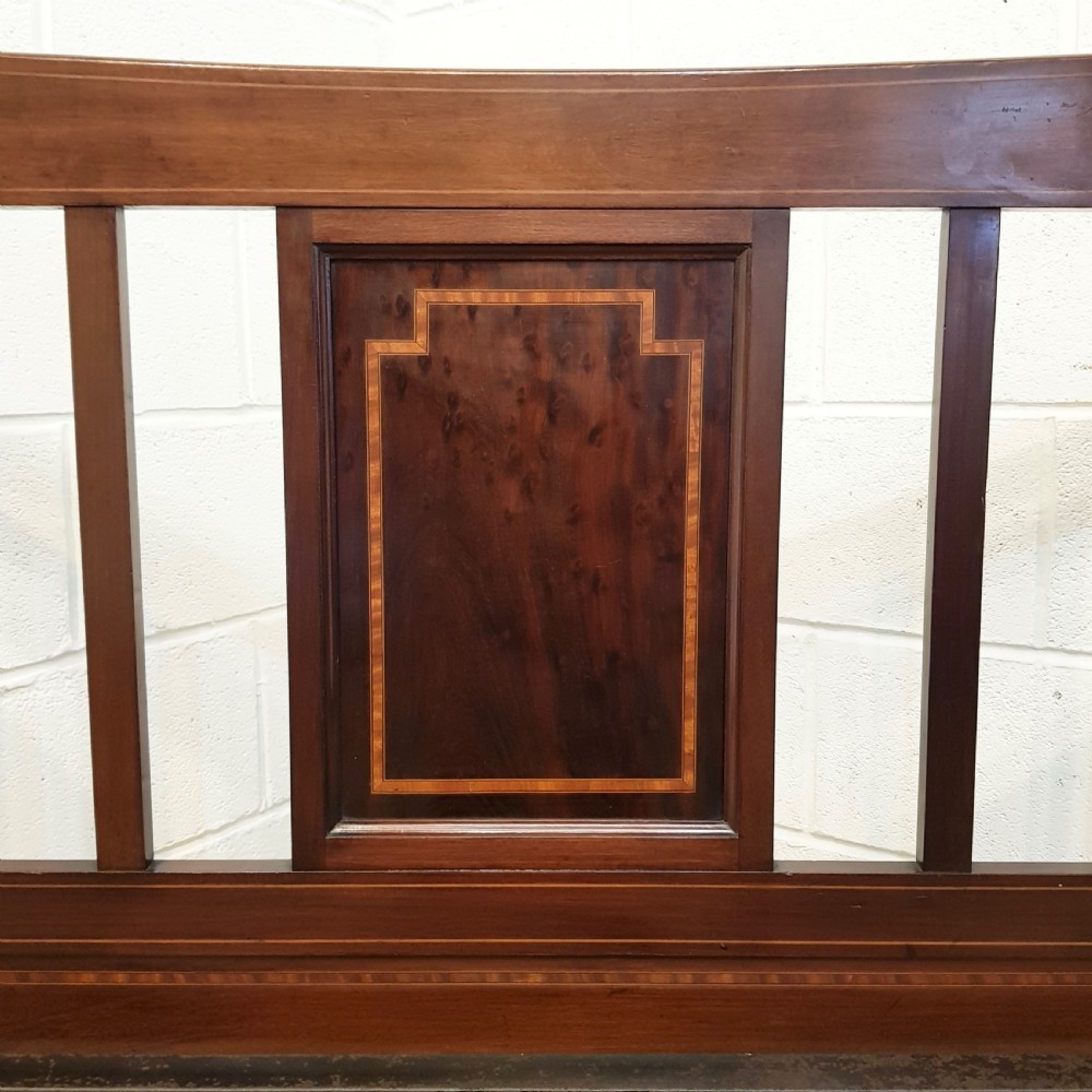 ANTIQUE EDWARDIAN INLAID MAHOGANY DOUBLE BED C1900 View IV
