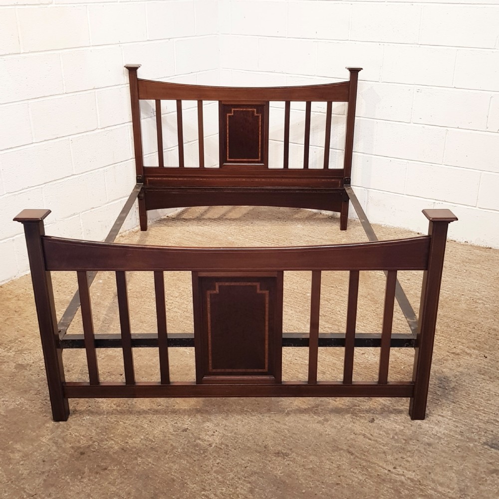 ANTIQUE EDWARDIAN INLAID MAHOGANY DOUBLE BED C1900 View VI