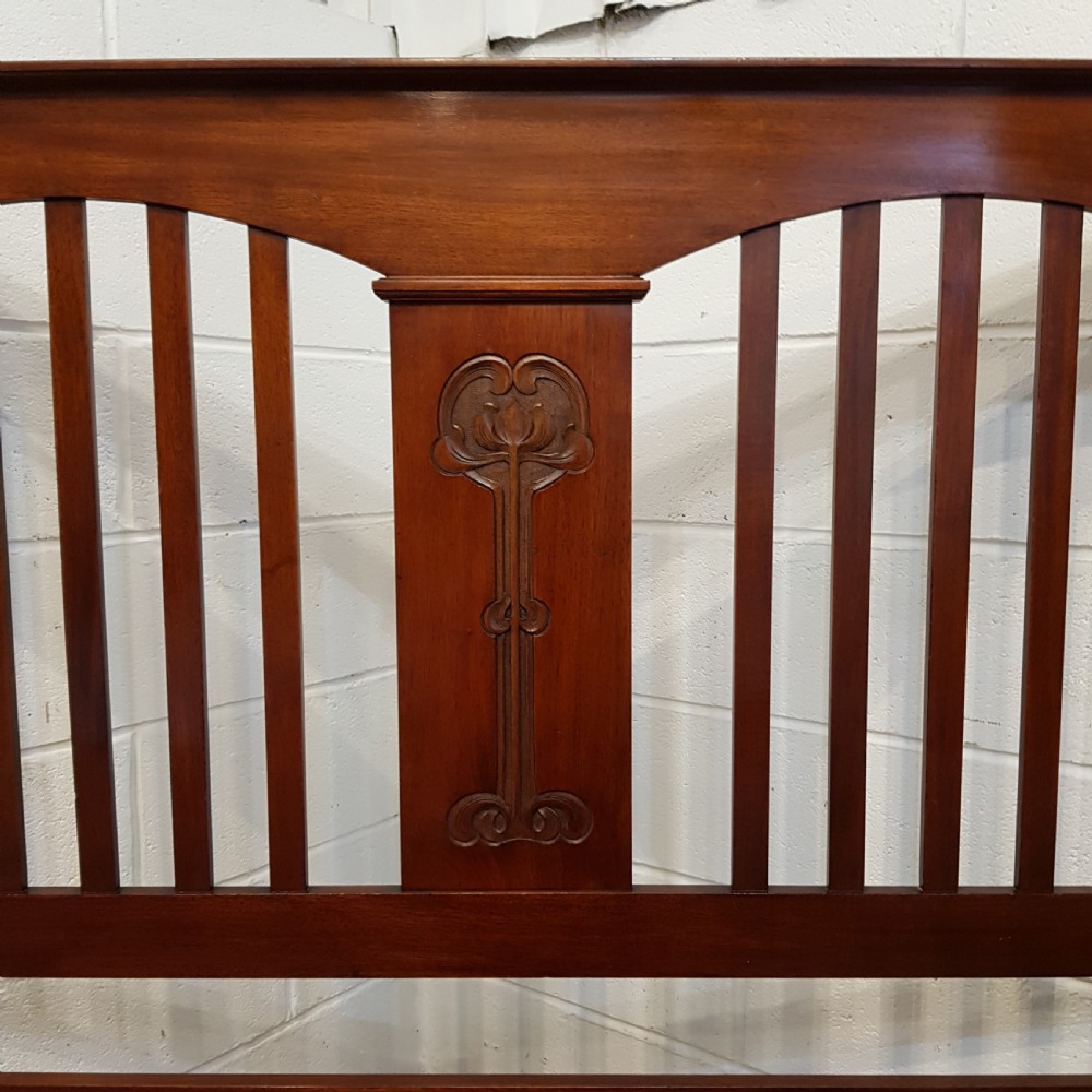 ANTIQUE ART NOUVEAU MAHOGANY DOUBLE BED C1890 View VI