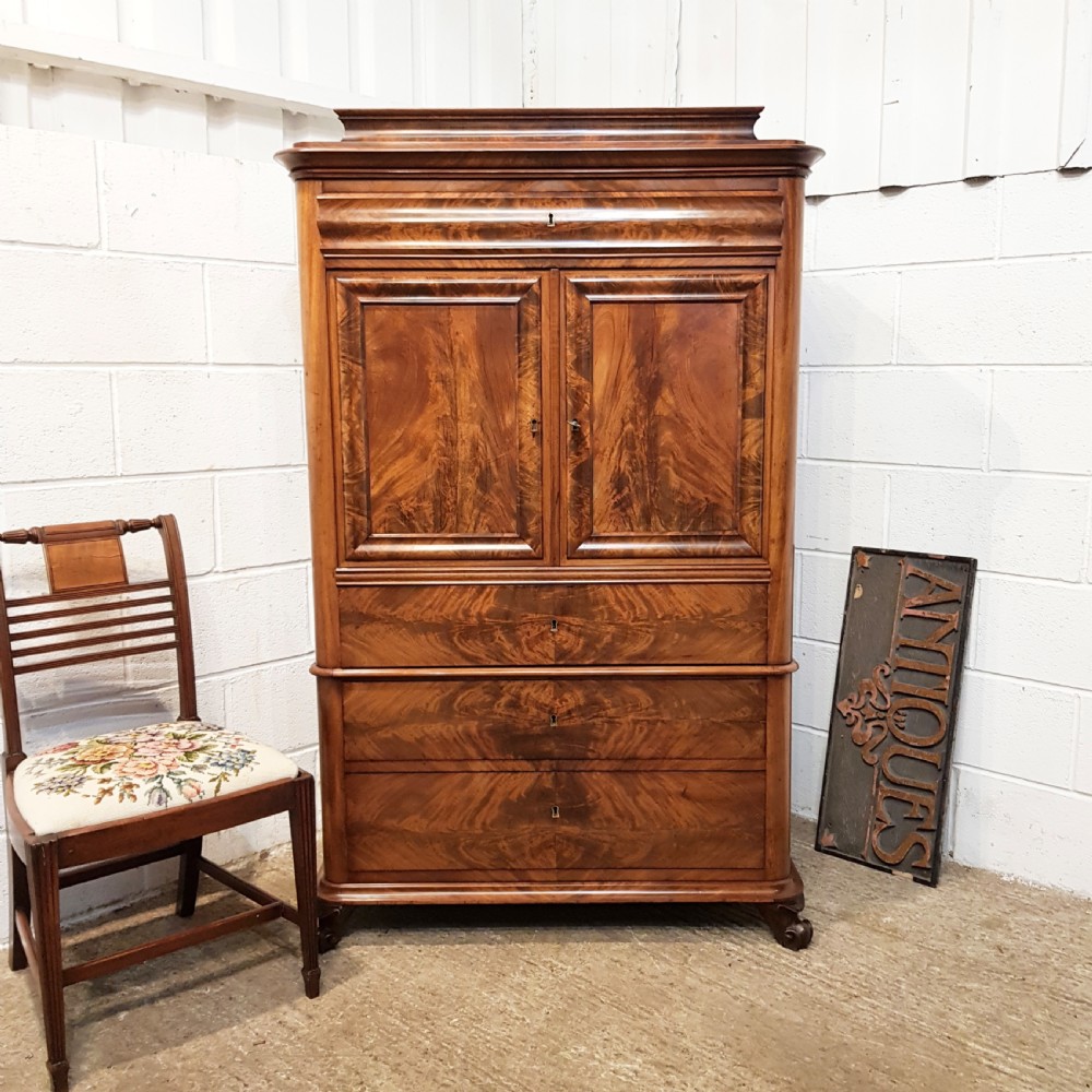 ANTIQUE 19TH CENTURY  BIEDERMEIER CABINET ON CHEST OF DRAWERS C1840