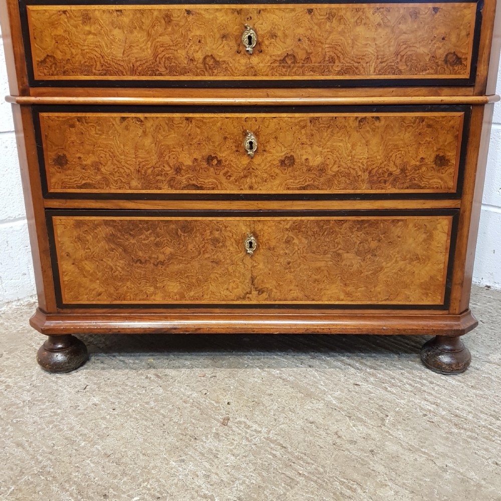 ANTIQUE 19TH CENTURY BIEDERMEIER BURR WALNUT TALL CHEST OF DRAWERS C1840 View II