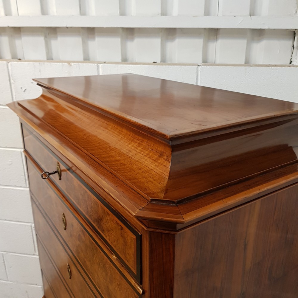 ANTIQUE 19TH CENTURY BIEDERMEIER BURR WALNUT TALL CHEST OF DRAWERS C1840 View VII