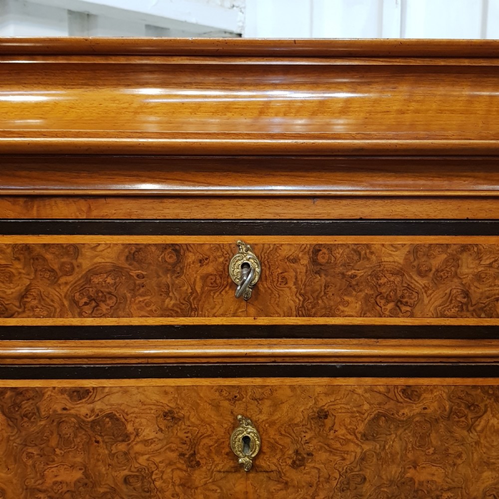 ANTIQUE 19TH CENTURY BIEDERMEIER BURR WALNUT TALL CHEST OF DRAWERS C1840 View VIII