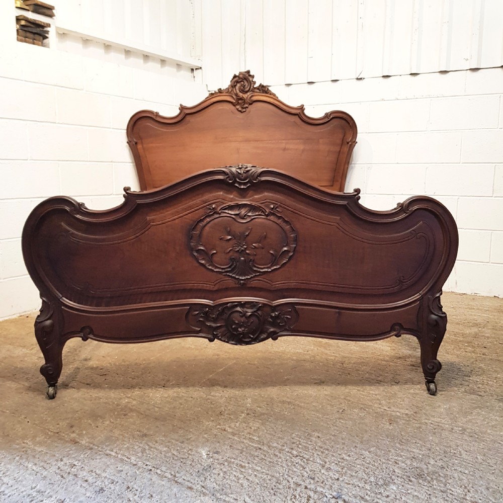 ANTIQUE 19TH CENTURY FRENCH WALNUT DOUBLE BED STEAD  C1890