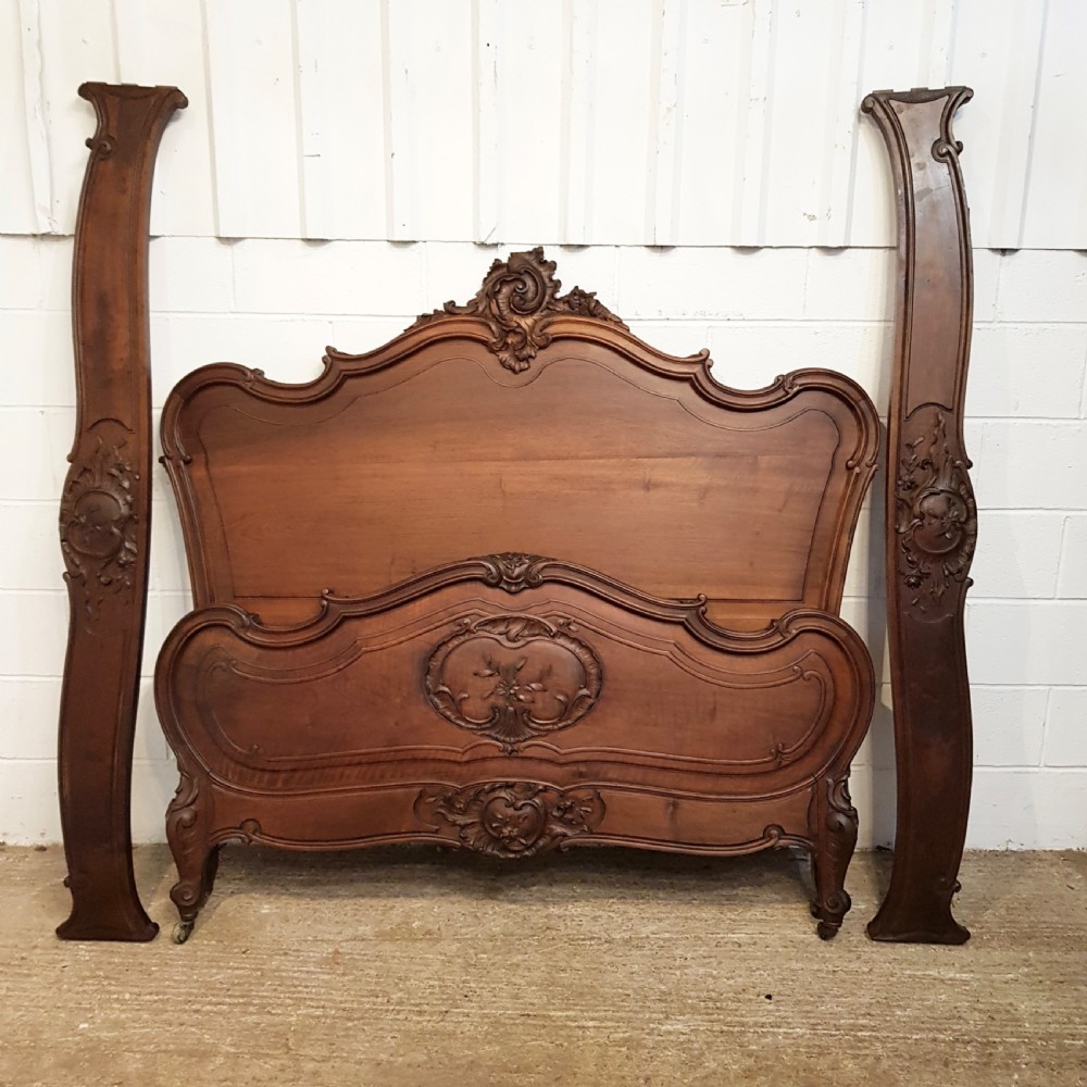 ANTIQUE 19TH CENTURY FRENCH WALNUT DOUBLE BED STEAD  C1890 View II