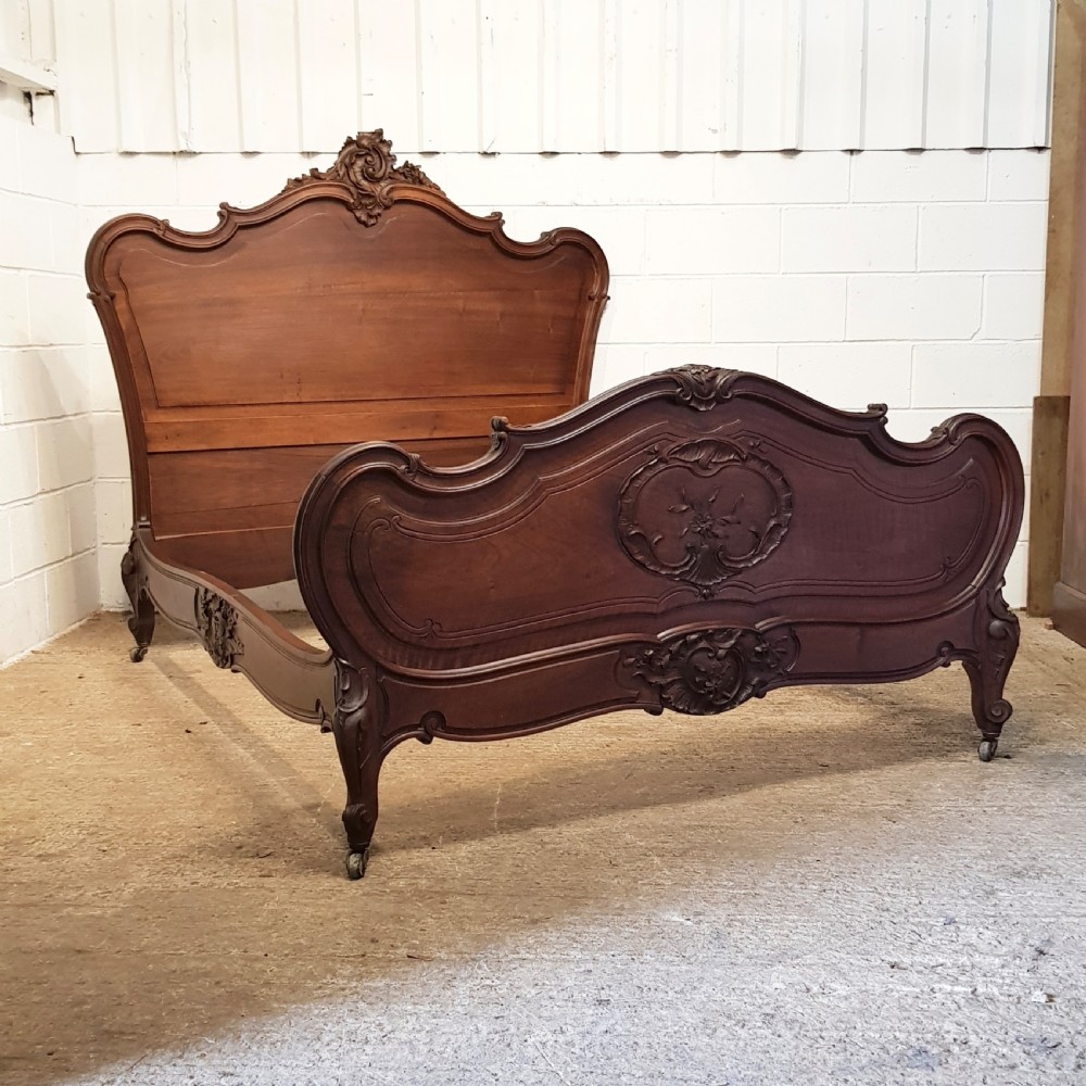 ANTIQUE 19TH CENTURY FRENCH WALNUT DOUBLE BED STEAD  C1890 View III