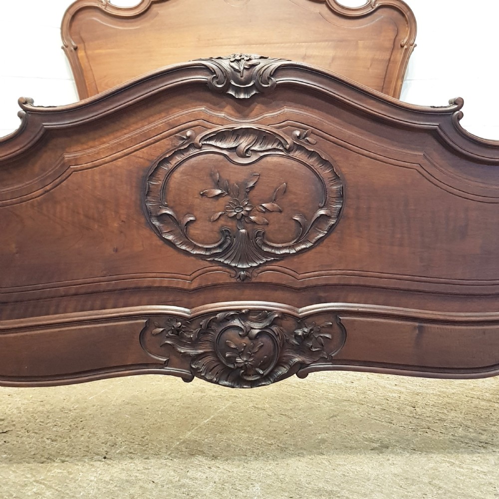 ANTIQUE 19TH CENTURY FRENCH WALNUT DOUBLE BED STEAD  C1890 View V