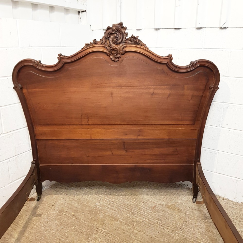 ANTIQUE 19TH CENTURY FRENCH WALNUT DOUBLE BED STEAD  C1890 View X