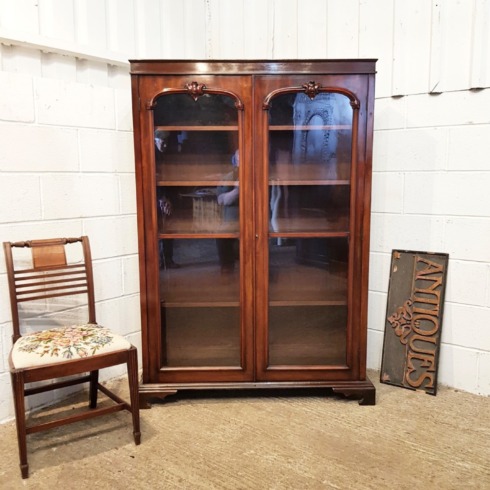 ANTIQUE VICTORIAN MAHOGANY GLAZED BOOKCASE C1880