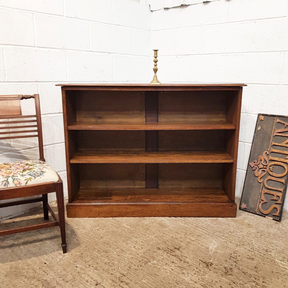 ANTIQUE EDWARDIAN OAK OPEN BOOKCASE C1900