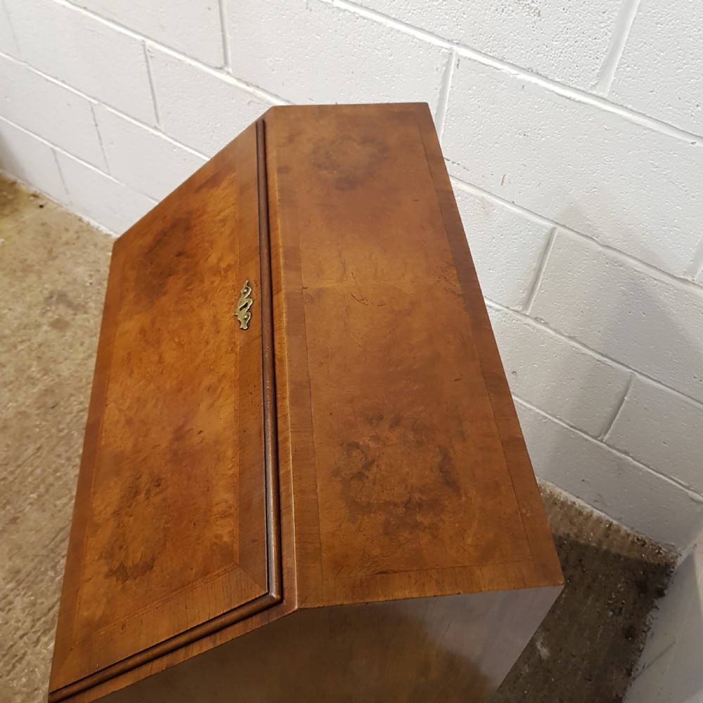 ANTIQUE BURR WALNUT SERPENTINE FRONT BUREAU C1920  View VII