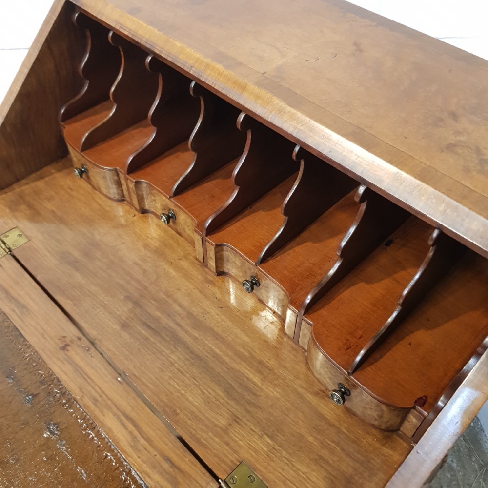 ANTIQUE BURR WALNUT SERPENTINE FRONT BUREAU C1920  View VIII