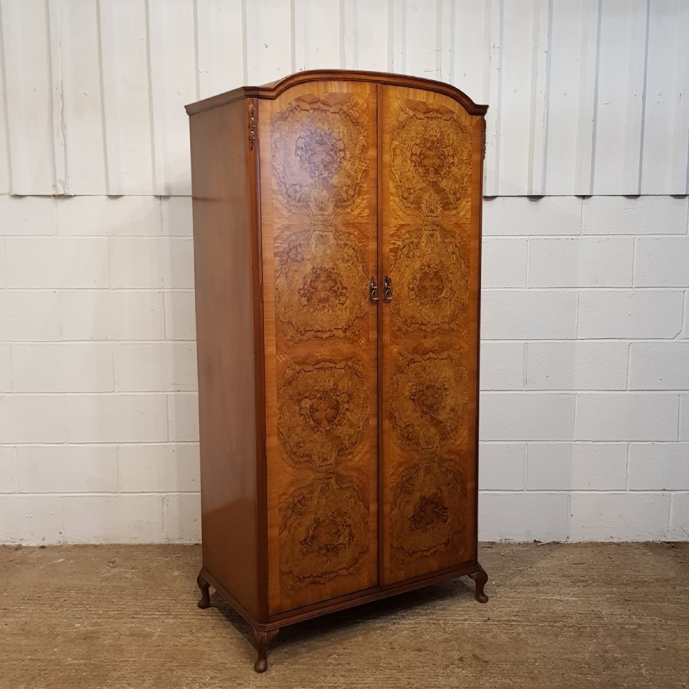 ANTIQUE BURR WALNUT NARROW FITTED WARDROBE C1920 View II