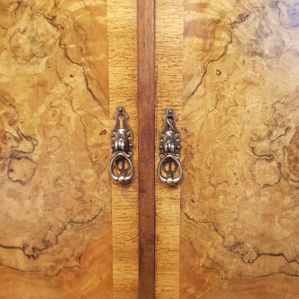 ANTIQUE BURR WALNUT NARROW FITTED WARDROBE C1920 View III