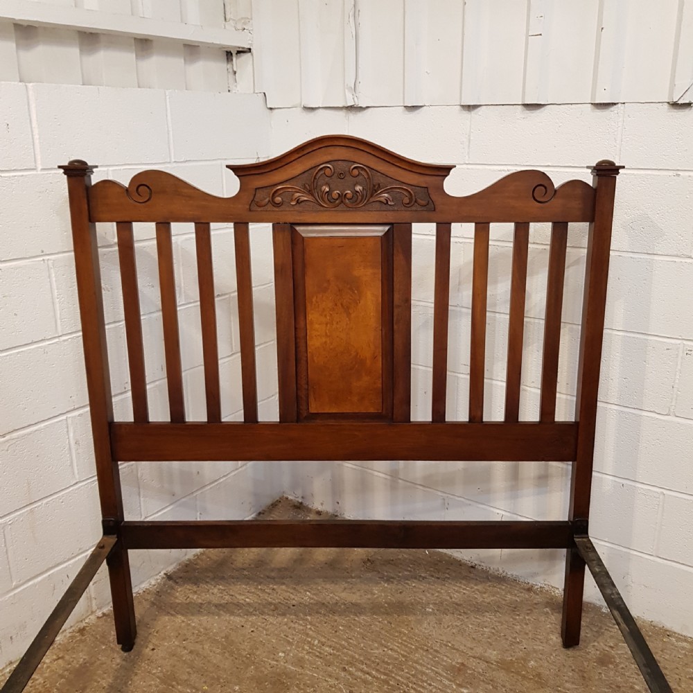 ANTIQUE ART NOUVEAU WALNUT DOUBLE BED C1890 View IV